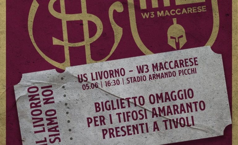 Livorno- W3 Maccarese: biglietto omaggio per i tifosi amaranto presenti a Tivoli
