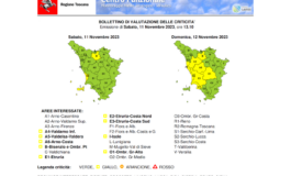 Domani, domenica 12 novembre, codice giallo per rischio idrogeologico/idraulico